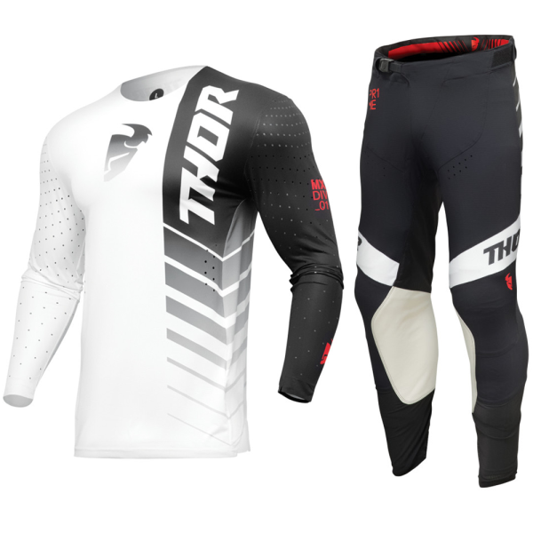 2024 THOR PRIME MOTOCROSS MX KIT PANTS JERSEY - ANALOG BLACK / WHITE