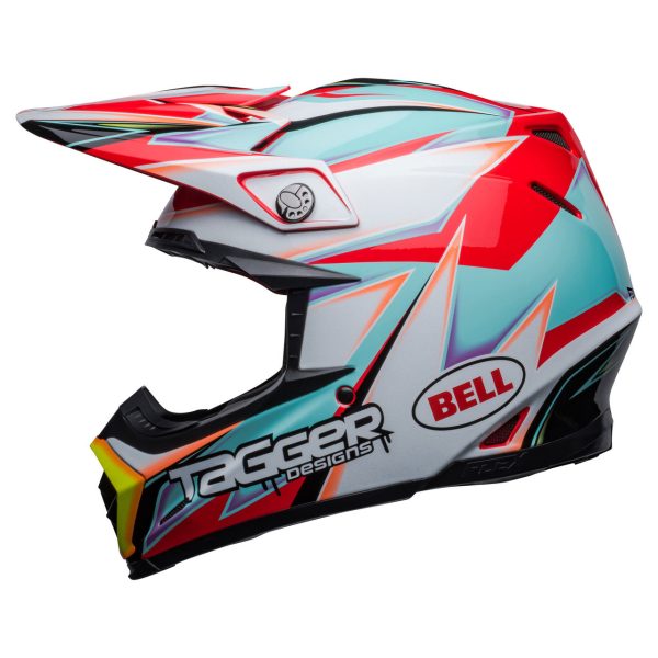 Bell MX Moto-9S Flex Motocross Helmet - Tagger White / Aqua