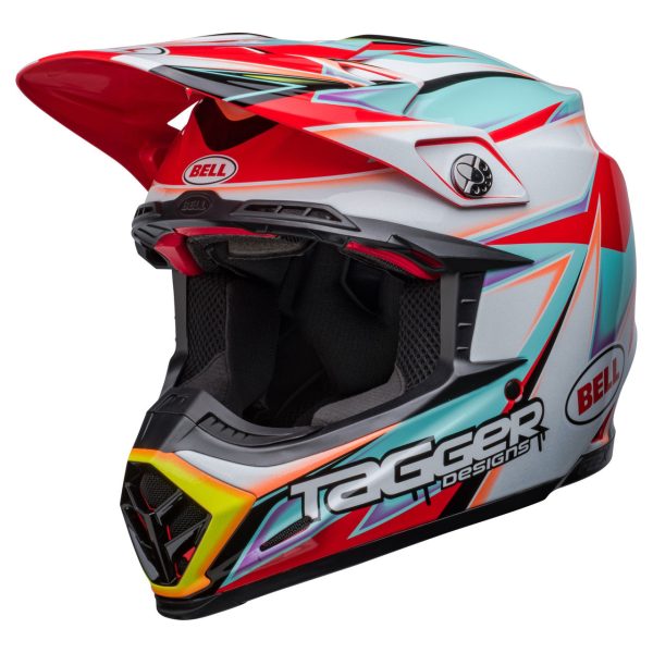 Bell MX Moto-9S Flex Motocross Helmet - Tagger White / Aqua