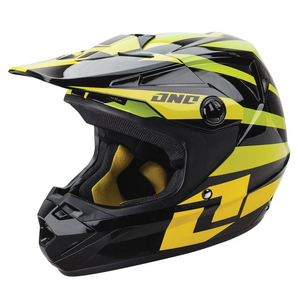 One Industries Youth Atom Motocross Helmet - Twisted Green Yellow