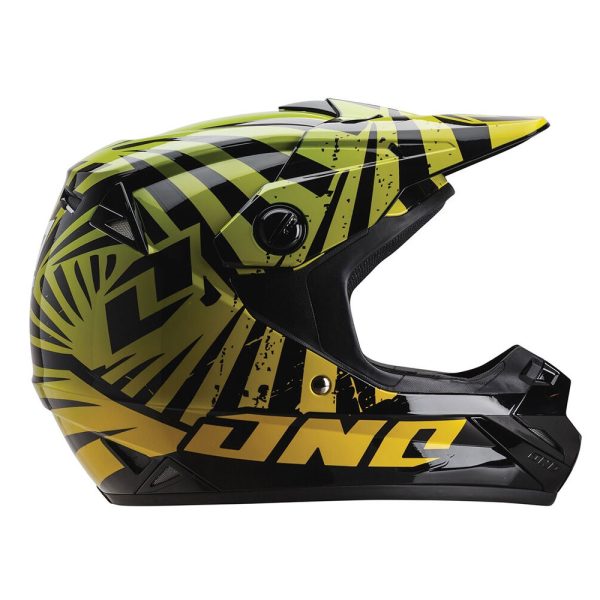 One Industries Youth Atom Motocross Helmet - Twisted Green Yellow
