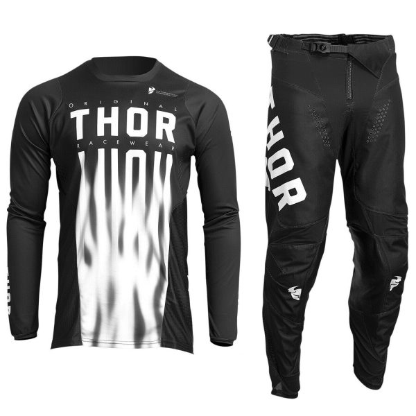 2022 THOR PULSE MOTOCROSS MX KIT PANTS JERSEY - VAPOR BLACK / WHITE
