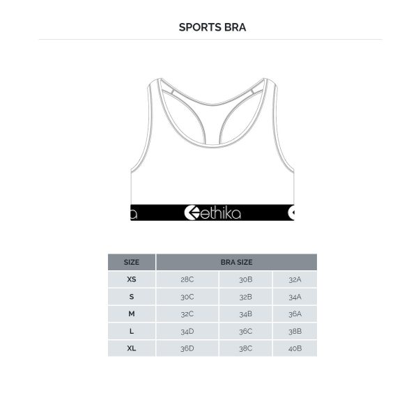 Ethika Underwear Womens Sports Bra - Size Chart