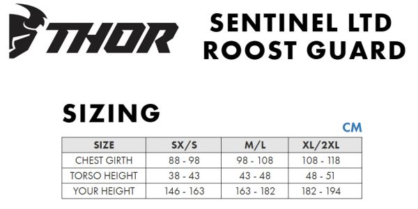 Thor Sentinel Roost Deflector Size Chart