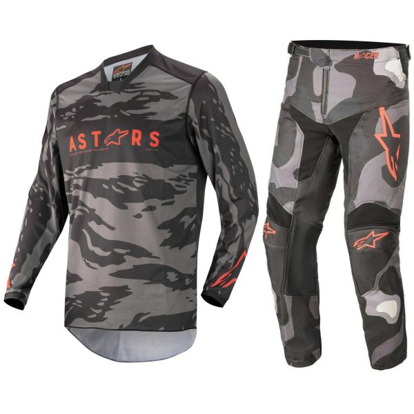 Youth Alpinestars Racer Motocross MX Kit Pants Jersey - TACTICAL BLACK GREY CAMO RED