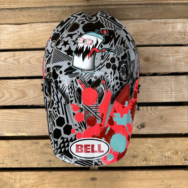 Bell MX-9 Mips Motocross Helmet - Tagger Splatter Bright Red / Grey -100%