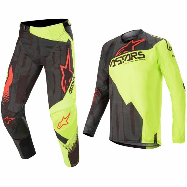 ALPINESTARS TECHSTAR MOTOCROSS MX PANTS JERSEY - FACTORY BLACK / YELLOW / RED