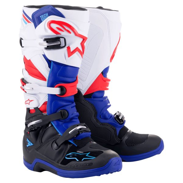 Alpinestars Tech 7 Motocross Boots - Black Dark Blue White Red