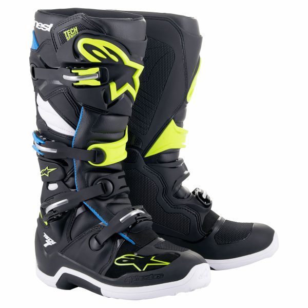 Alpinestars Tech 7 Motocross Boots - Black Enamel Blue Yellow Fluo