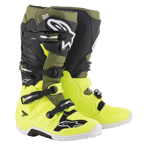 Alpinestars Tech 7 Motocross Boots - YELLOW FLUO MILITARY GREEN BLACK - Image 2
