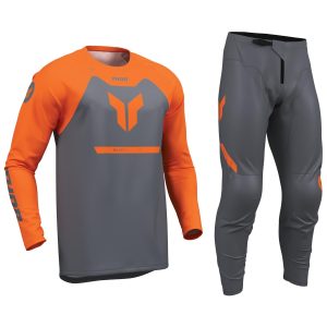 Thor Youth Ridemode Motocross MX Kit Pants & Jersey - Menace Charcoal Orange