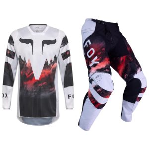 Fox Racing 180 Motocross Kit Mx Pants & Jersey - KAIROS WHITE / FLUORESCENT RED