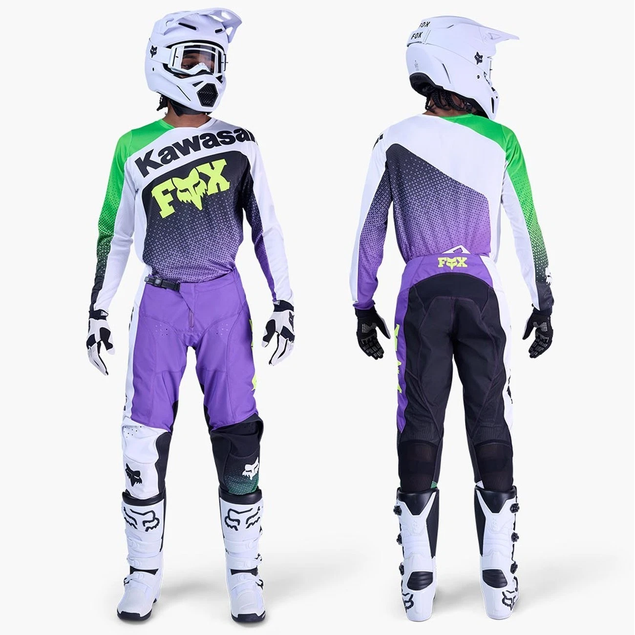 Fox Racing 180 Motocross Kit Mx Pants & Jersey - KAWASAKI PURPLE WHITE - Image 2